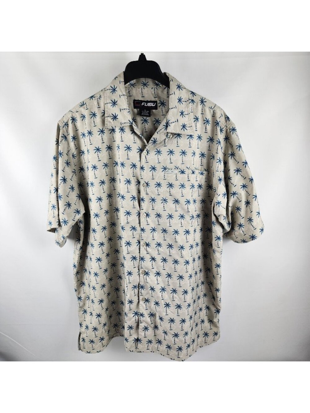 Fubu Shirt Mens XL Multi Tropical Print Stretch Vintage S/S Button Up